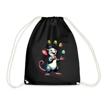 Oster-Maus & Ratte mit Ostereiern - Turnbeutel - Schwarz - Vorne
