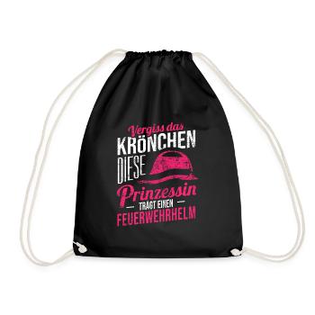 Feuerwehr Frau - Turnbeutel - Schwarz - Vorne