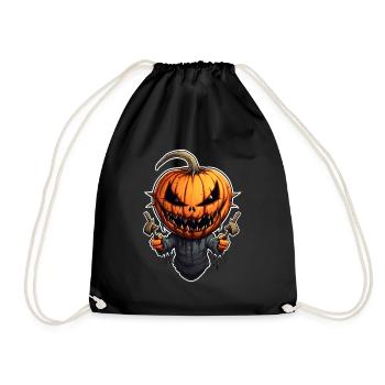Horror Kürbis, Halloween Kürbis - Turnbeutel - Schwarz - Vorne