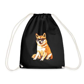 Akita, dog, sunglasses, summer, gift - Drawstring Bag - black - Front