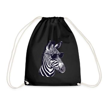 zebra, Sonnenbrille, Sommer, geschenk - Turnbeutel - Schwarz - Vorne