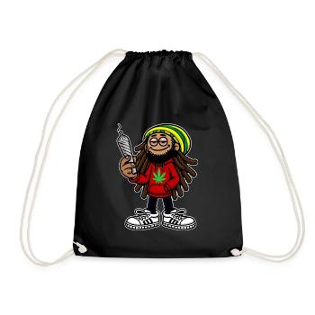Dreadlock Smoker - Stoned man - High & Happy - Turnbeutel - Schwarz - Vorne