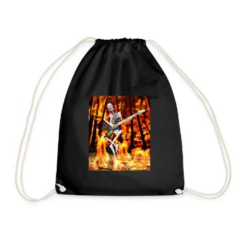 THE GUITARIST SKELETON IN THE FIRE - Drawstring Bag - black - Front