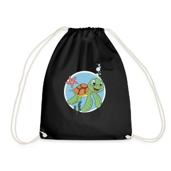Cute turtle - Drawstring Bag - black - Front