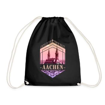 Aachen Germany City Skyline Home Love - Drawstring Bag - black - Front