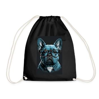 Mops Französische Bulldogge Besserwisser Brille - Turnbeutel - Schwarz - Vorne