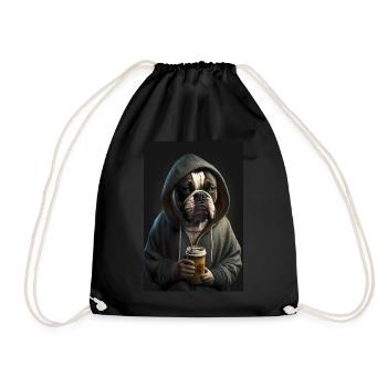 Bulldog Boxer Morning Grouch Coffee Colleague Office - Drawstring Bag - black - Front