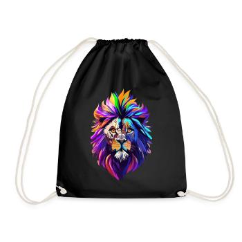 Colorful Lion Head Lion Portrait Astrology - Drawstring Bag - black - Front