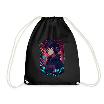 Anime Boy Gamer - Anime Shirt - Turnbeutel - Schwarz - Vorne