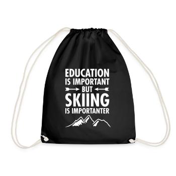 Education Is Important - But Skiing Is Importanter - Turnbeutel - Schwarz - Vorne