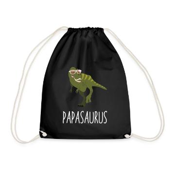 Papasaurus Papa Dinosaurier - Vater Dino Dad - Turnbeutel - Schwarz - Vorne