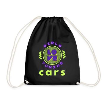 Girls love tuning cars - Drawstring Bag - black - Front