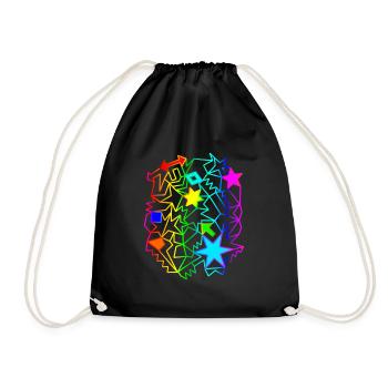 bunte Sterne Pfeile Regenbogen Ornamente - Turnbeutel - Schwarz - Vorne