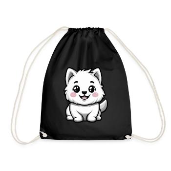Samoyed Dog Cute - Drawstring Bag - black - Front