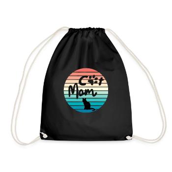 Cat Mom Retro - Turnbeutel - Schwarz - Vorne