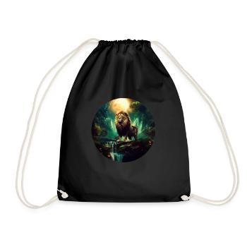 Majestueux Lion Roi des Animaux Cadeau Lion - Sac de sport léger - noir - Devant
