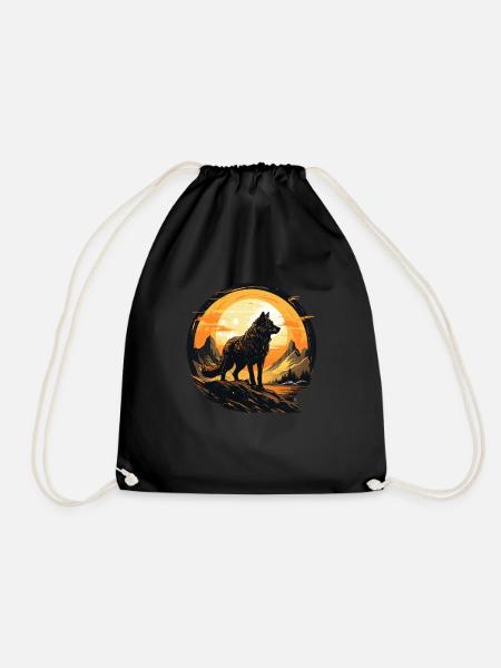 Geschenk Wikinger Wolf Krafttier Schamane Odin - Turnbeutel - Schwarz