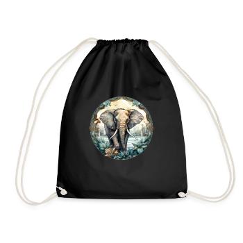 Elephant in the Rainforest Gift Wildlife Fans - Drawstring Bag - black - Front
