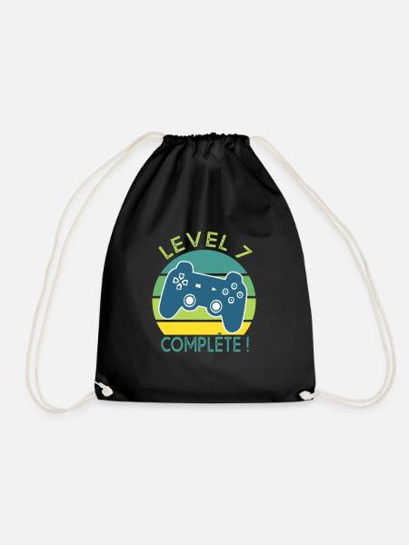 Level 7 Geschenk Geek Geburtstag 7 Jahre gamer - Turnbeutel - Schwarz