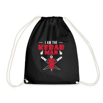 i am the kebab man humour kebab - Drawstring Bag - black - Front