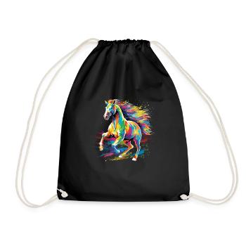 Beautiful Horse Village Kids Rider Equestrian - Drawstring Bag - black - Front