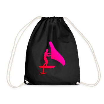 foilwing hydrofoil wingsurfen wingsurf Damen - Turnbeutel - Schwarz - Vorne