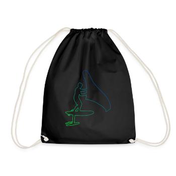 foilwing wingsurf men hydrofoil wingsurfing - Drawstring Bag - black - Front