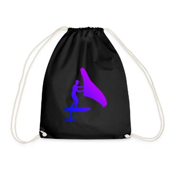 Damen wingsurf foilwing wingsurfen hydrofoil - Turnbeutel - Schwarz - Vorne