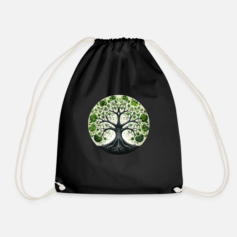 Baum des Lebens Spirituell Lebensbaum Yggdrasil - Turnbeutel - Schwarz