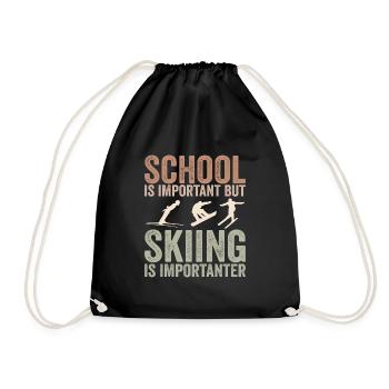 Schule ist wichtig, aber Skifahren ist noch wichtiger - Turnbeutel - Schwarz - Vorne