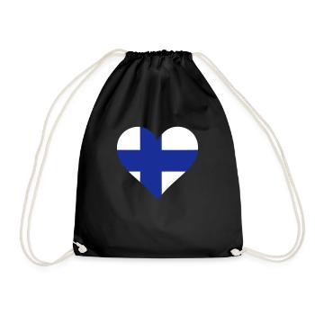 Ein Herz für Finnland - Turnbeutel - Schwarz - Vorne