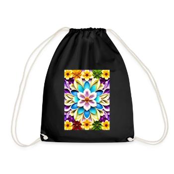 Floral 64 - Drawstring Bag - black - Front