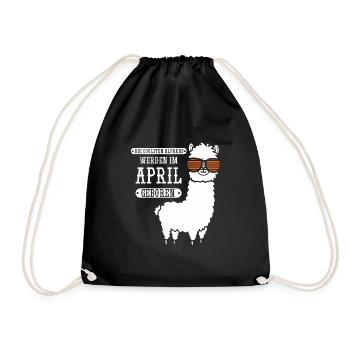 April Geburtstag Alpaka Spruch Lustig - Turnbeutel - Schwarz - Vorne