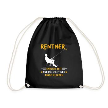 Rentner Rente Ruhestand Angler Angeln - Turnbeutel - Schwarz - Vorne