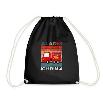Feuerwehr Alarm ich bin 3 Geburstag Geschenk Kind - Turnbeutel - Schwarz - Vorne