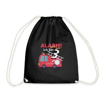 Alarm! Ich bin 3 Feuerwehr Design - Turnbeutel - Schwarz - Vorne