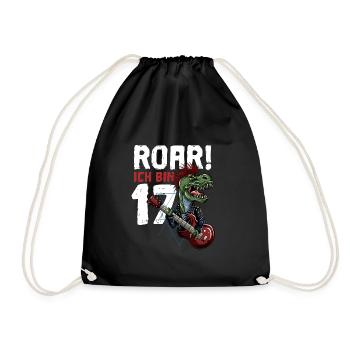 Roar endlich 17 dino mit Gitarre - Turnbeutel - Schwarz - Vorne