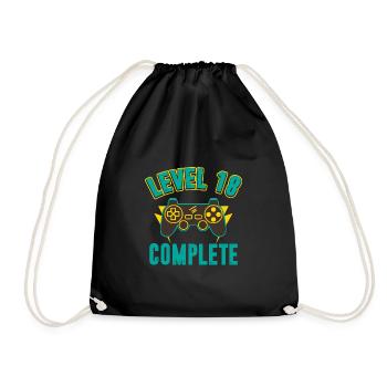 Birthday Level 18 complete gaming - Drawstring Bag - black - Front