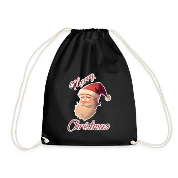 Happy Santa (Stroke) - Drawstring Bag - black - Front