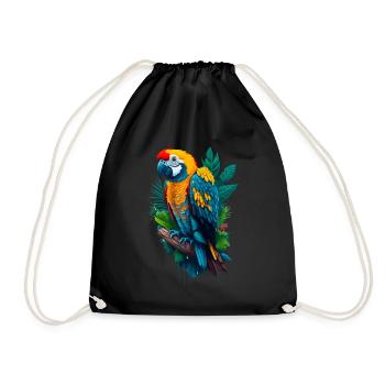 macaw - Drawstring Bag - black - Front