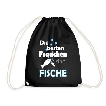 Sternzeichen Fisch Hund Frauchen - Turnbeutel - Schwarz - Vorne