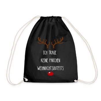 Paare Pärchen Outfit Partnerlook Weihnachten - Turnbeutel - Schwarz - Vorne