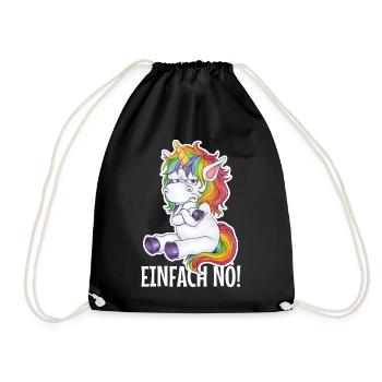 Einfach Nö! Lustiges Einhorn Regenbogen Geschenk - Turnbeutel - Schwarz - Vorne