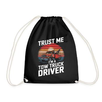 Tow Truck Truck Tow Truck - Drawstring Bag - black - Front