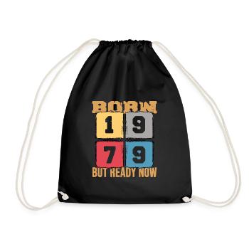 1979 birthday 43 years retro party 43rd anniversary - Drawstring Bag - black - Front