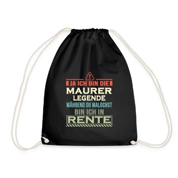 Maurer in Rente Handwerker mauern Maurerkelle - Turnbeutel - Schwarz - Vorne