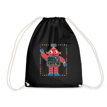 Petit robot coloré - Sac de sport léger - noir - Devant