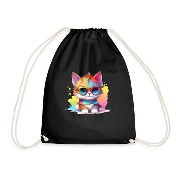 Cute Baby Cat for Kids & Cats Fans Gift - Drawstring Bag - black - Front