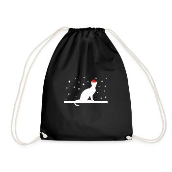 Christmas Cat - Drawstring Bag - black - Front