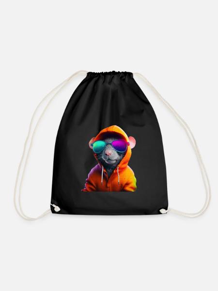 Souris avec lunettes de soleil Souris froides colorées - Sac de sport léger - noir